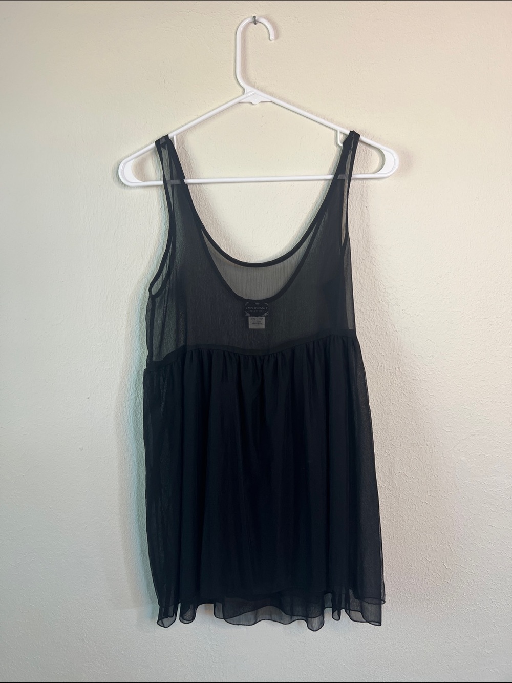 Free People Intimates Black Sheer Scoop Neck Sleeveless Tunic
